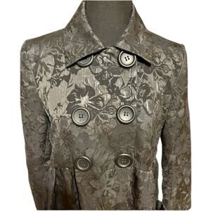 Simply Vera Vera Wang Elegant Double-breasted Gray Floral Jacket NWOT Small